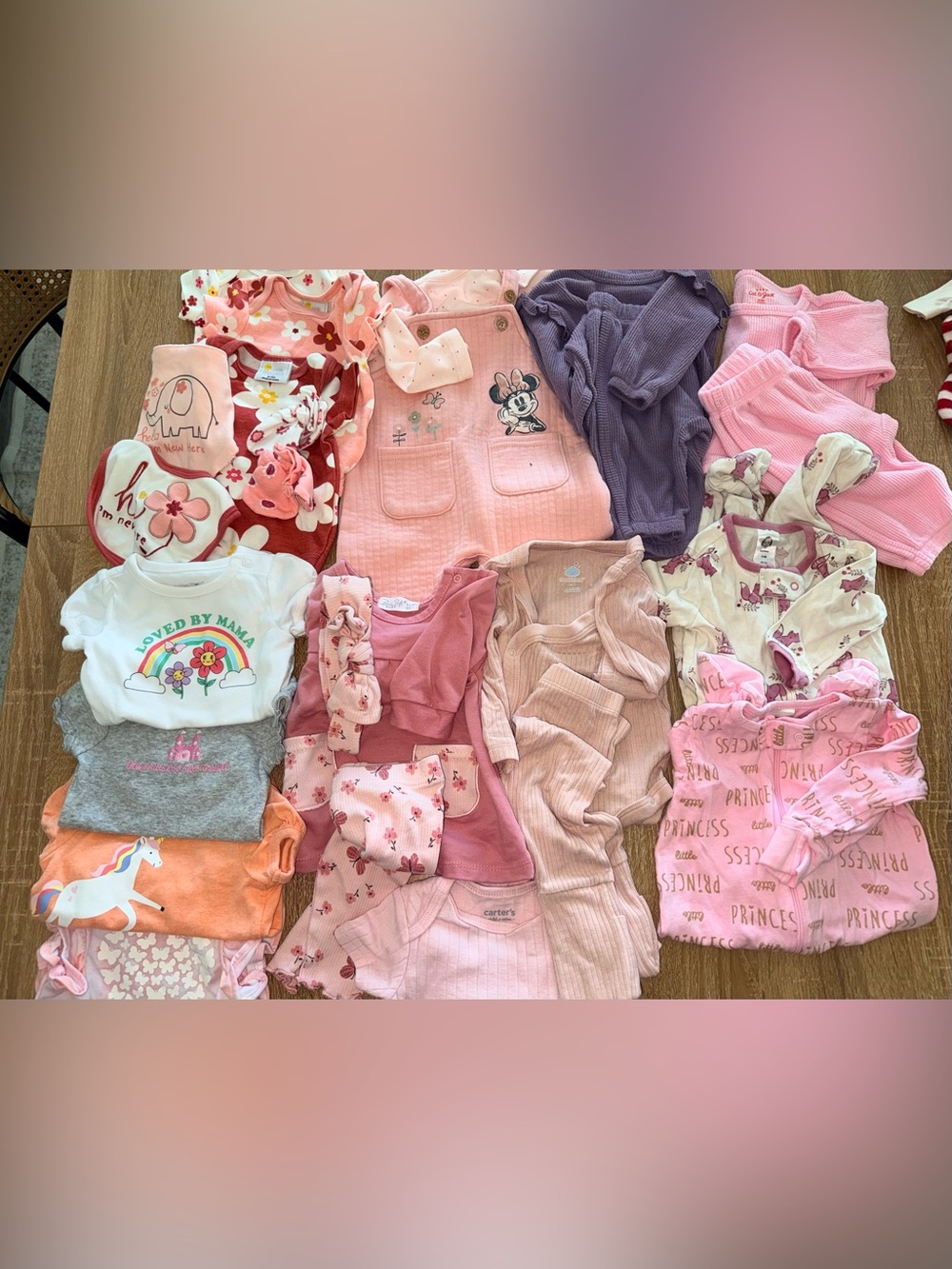 Disney , gerber,Carter’s, garanimals ,infant girl Onesies, all 0-3 month
